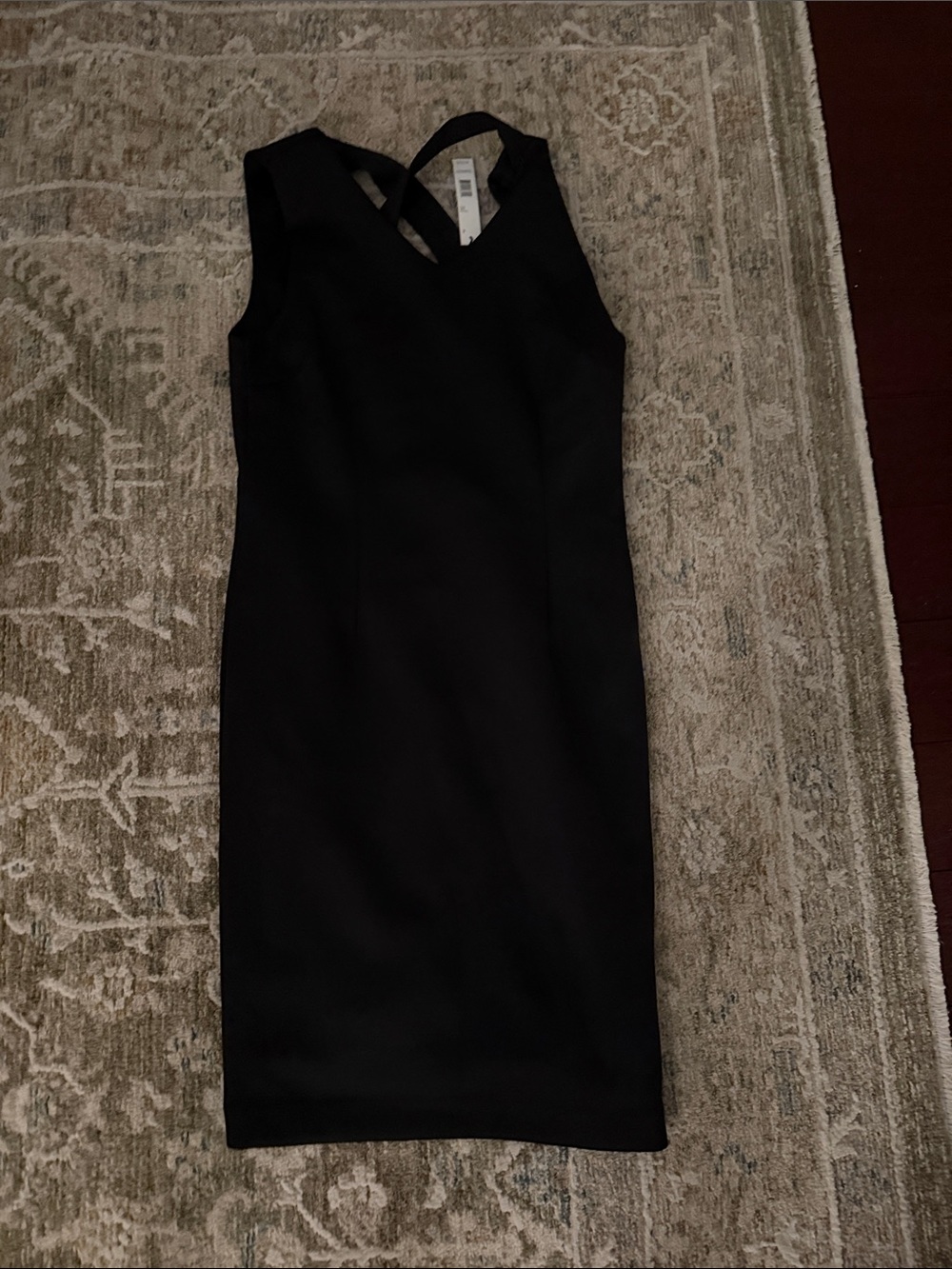 Tahari Black Sleeveless V-Neck Midi Sheath Dress